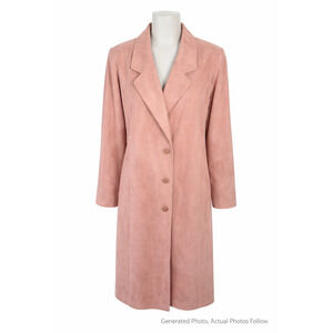 Sherwood USA Pink Suede Look Duster Coat 90s Minimalist Quiet Luxury 16